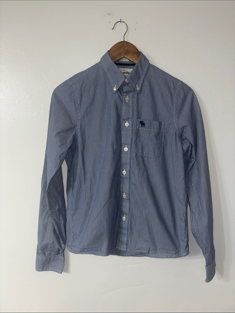 Abercrombie & Fitch Kids Blue Button-Down Formal Shirt Cotton Size Boys XL